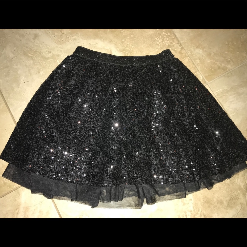 Girls Black Sequins Skirt